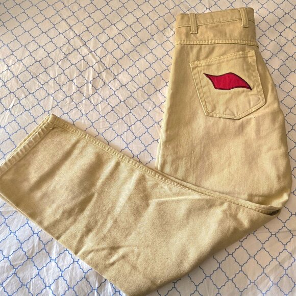Men's Designer BeAPanther "Red Eye" Jeans 31x32 Beige Colorway NEW - Picture 11 of 11